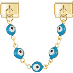 Blue Evil Eye Safety Chain Charm Gold