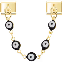 Black Evil Eye Safety Chain Charm Gold
