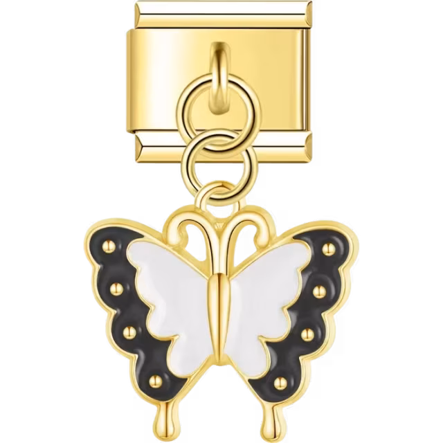 Black and White Butterfly Pendant Charm