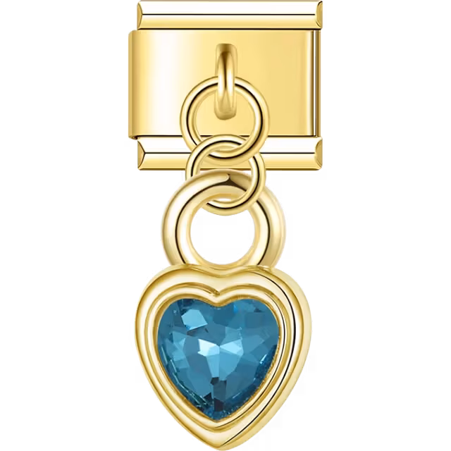Aqua Blue Heart Dangle Charm