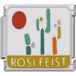 Abstract Cactus and Sun Charm Silver
