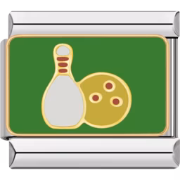 Bowling Pin and Ball Charm Silver