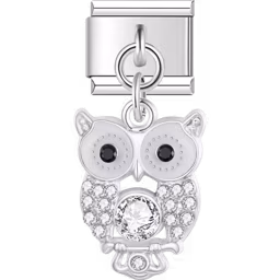Owl Dangle Charm Silver