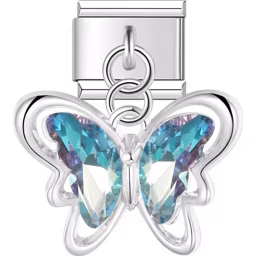 Aurora Butterfly Dangle Charm Silver
