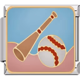 Baseball and Bat Charm Silver