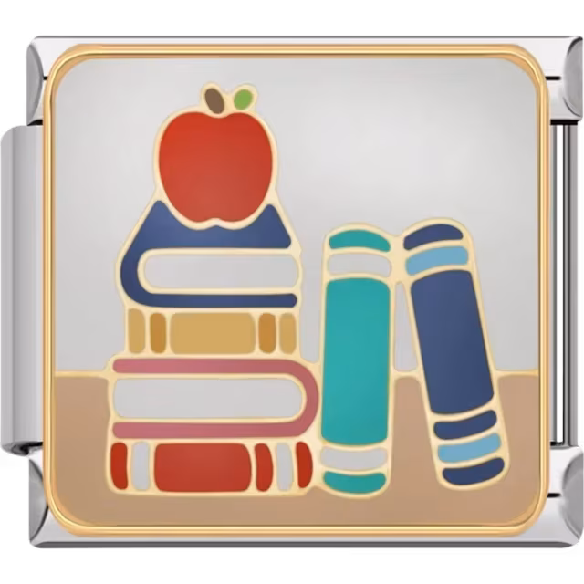 Apple and Books Charm