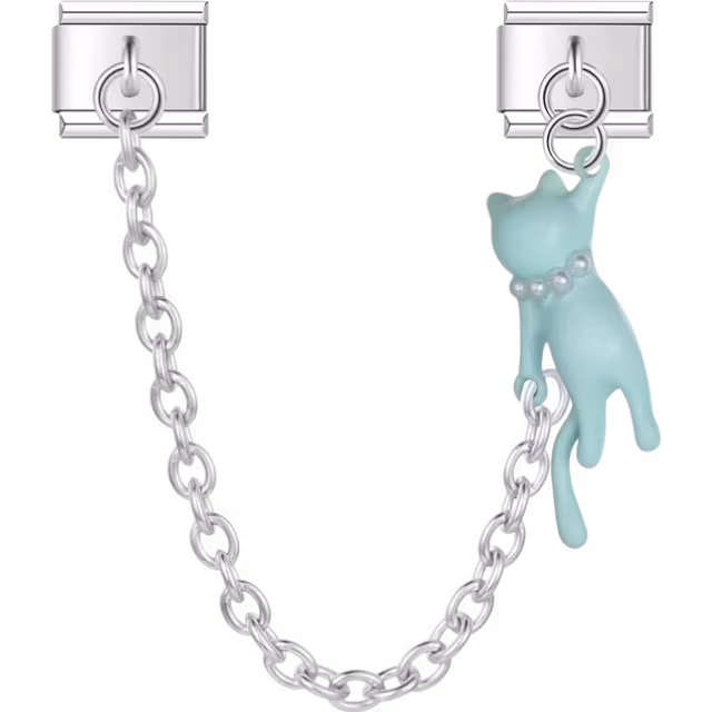 Blue Cat Safety Chain Charm