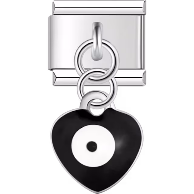 Black Heart Evil Eye Charm
