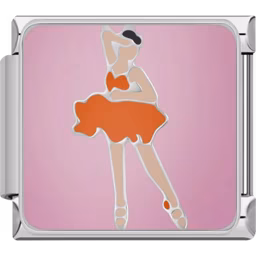 Ballerina in Orange Dress Charm Silver