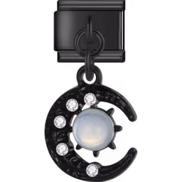 Black Crescent Moon Dangle Charm Black