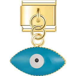 Blue Evil Eye Dangle Charm Gold