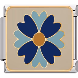 Blue and Teal Flower Charm Silver