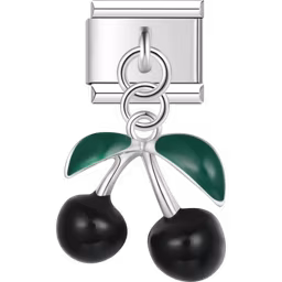 Black Cherry Dangle Charm Silver