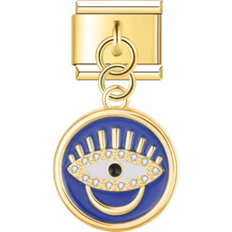 Blue Eye Disk Charm Gold