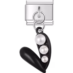 Black Pearl Figure Dangle Charm Silver