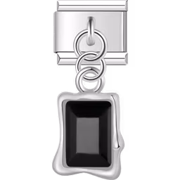 Black Gemstone Dangle Charm Silver