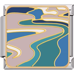 Abstract River Design Charm Silver