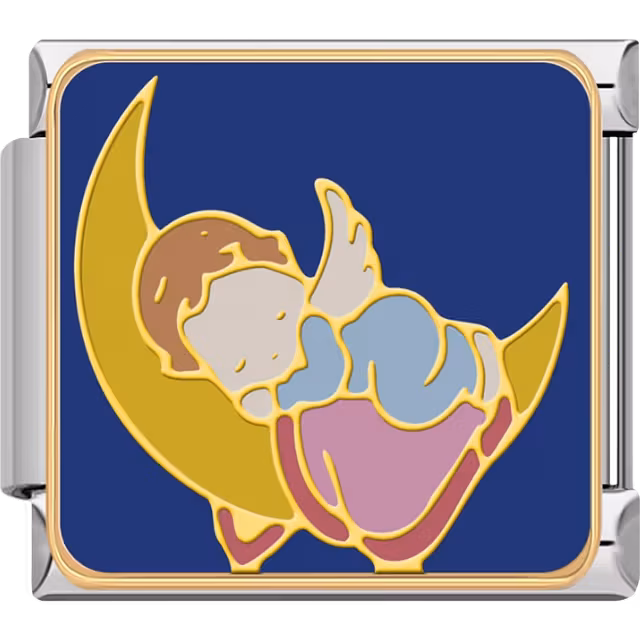 Angel on Crescent Moon Charm
