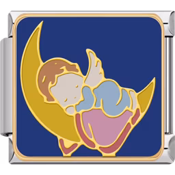 Angel on Crescent Moon Charm Silver