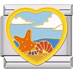 Beach Seashells Heart Charm Silver