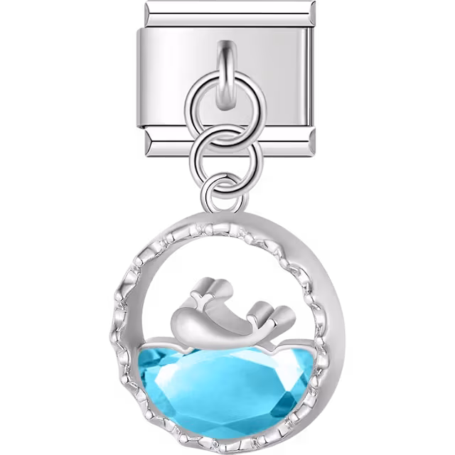 Blue Crystal Whale Dangle Charm