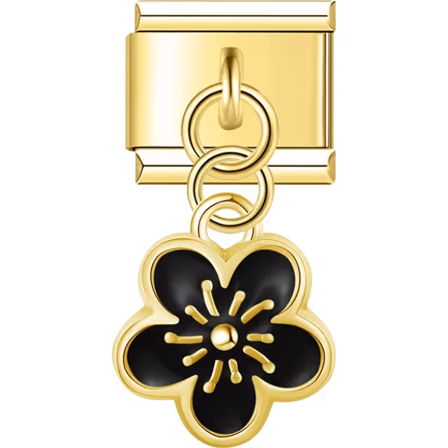 Black Flower Dangle Charm