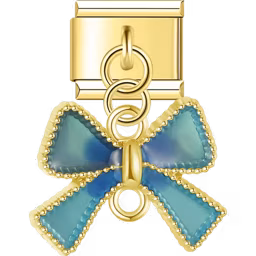 Blue Bow Charm Gold
