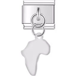 Africa Outline Dangle Charm Silver