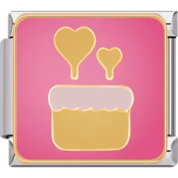 Birthday Cake Hearts Charm Silver