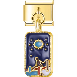 Blue Celestial Figure Dangle Charm Gold