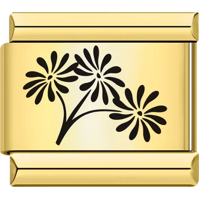 Black Daisy Trio Flower Charm