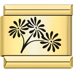 Black Daisy Trio Flower Charm Gold