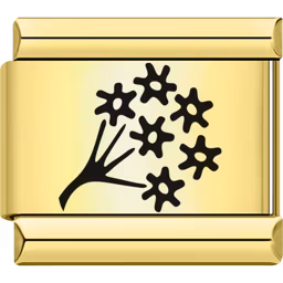 Black Flower Bouquet Charm Gold