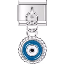 Blue Evil Eye Dangle Charm Silver