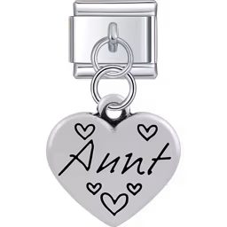 Aunt Heart Dangle Charm Silver