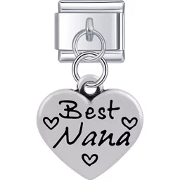 Best Nana Heart Dangle Charm Silver