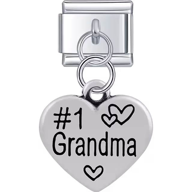 #1 Grandma Heart Dangle Charm