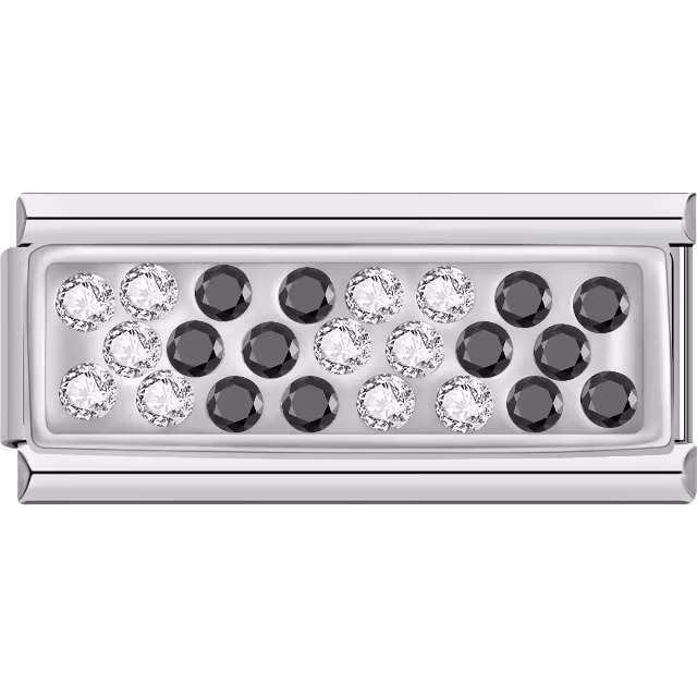 Black and White Crystal Charm