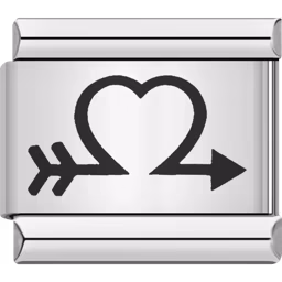 Black Heart with Arrow Charm Silver