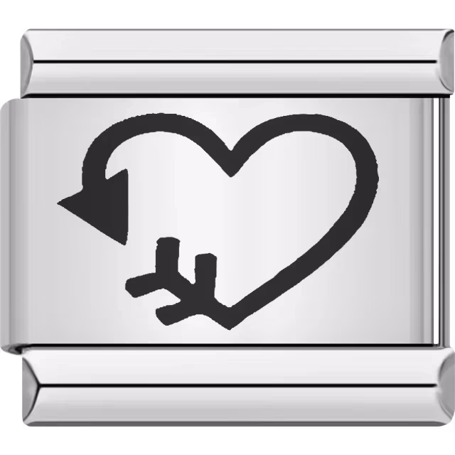 Black Heart with Curved Arrow Charm