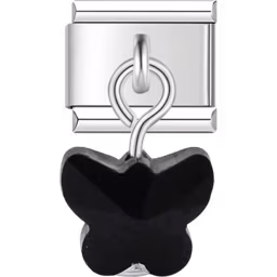 Black Butterfly Charm Silver
