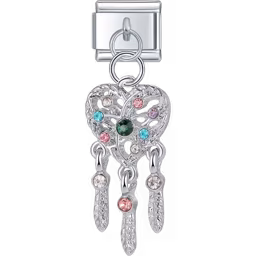 Heart Dreamcatcher Charm Silver