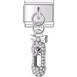 Dangling Ballet Shoe Charm Silver