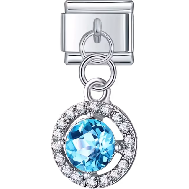 Aqua Crystal Halo Dangle Charm