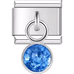 Blue Crystal Dangle Charm Silver
