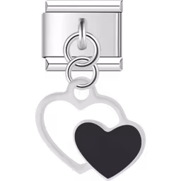 Black Heart Dangle Charm Silver