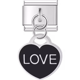Black Love Dangle Charm Silver