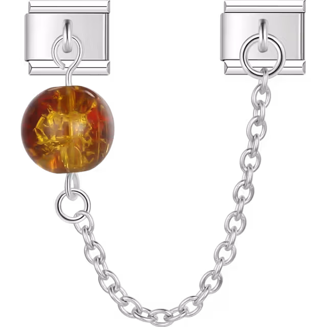 Amber Ball Safety Chain Charm