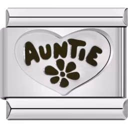 Auntie Heart Charm Silver