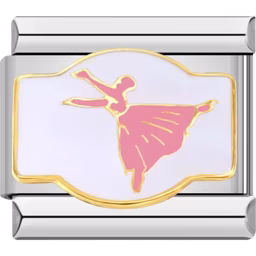 Ballerina in Pink Dress Charm Silver